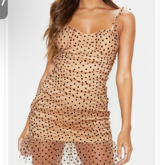 XS Pretty Little Thing Polka-dot Lace Mini Dress - Picture 1 of 3